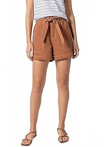 Lilla P Belted Canvas Short in Bronze (view 2)