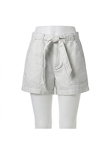 Lilla P Belted Canvas Short in White (view 1)