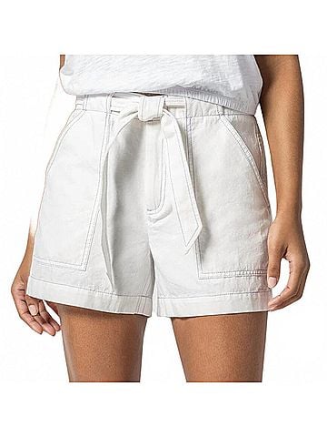 Lilla P Belted Canvas Short in White (view 2)