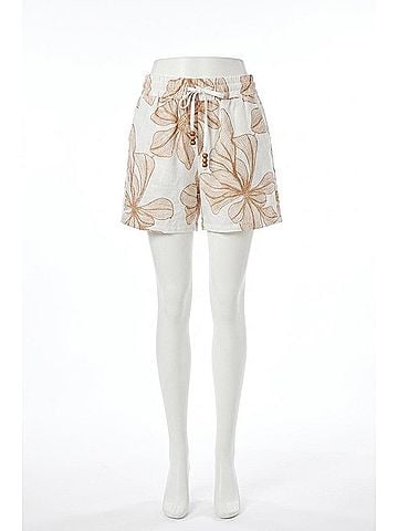 Tribal Crosshatch Embroidered Pull-On Shorts in White (view 1)
