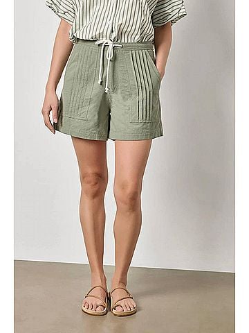 Lilla P Pintuck Pocket Shorts in Sage (view 2)
