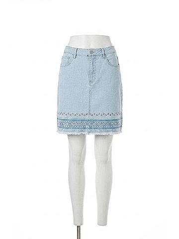 Tribal Audrey Rhinestone Embroidery Pull-On Skorts in Blues Sea (view 1)