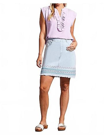 Tribal Audrey Rhinestone Embroidery Pull-On Skorts in Blues Sea (view 2)