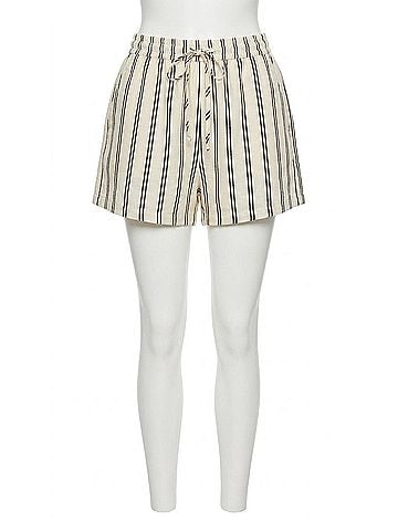 MIOU MUSE Stripe Drawstring Shorts in Black (view 1)