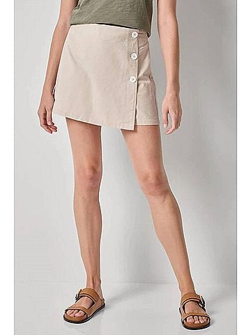 Lilla P Linen Blend Skort in Bamboo (view 2)