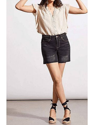 Tribal Audrey Girlfriend Classic Denim Short in Dusty Black (view 2)