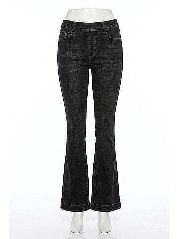 Tribal Audrey Pull On Flare Jeans in Dusty Black (view 1)
