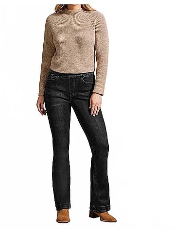 Tribal Audrey Pull On Flare Jeans in Dusty Black (view 2)