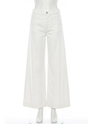 Mother Lil Mid Rise Headliner Sneak Wide Leg Jeans in Cream Puffs (view 1)