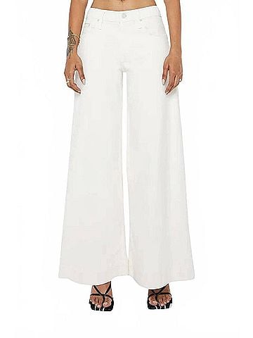 Mother Lil Mid Rise Headliner Sneak Wide Leg Jeans in Cream Puffs (view 2)