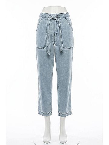 Lilla P Denim Belted Pant in Light Wash (view 1)