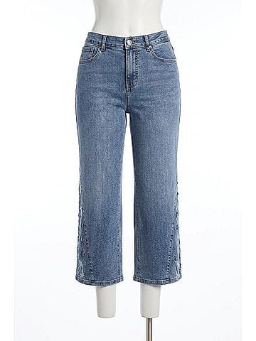 Tribal Sophia Wide Crop Embroidered Jean in Dark Vintage (view 1)