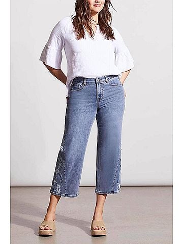Tribal Sophia Wide Crop Embroidered Jean in Dark Vintage (view 2)