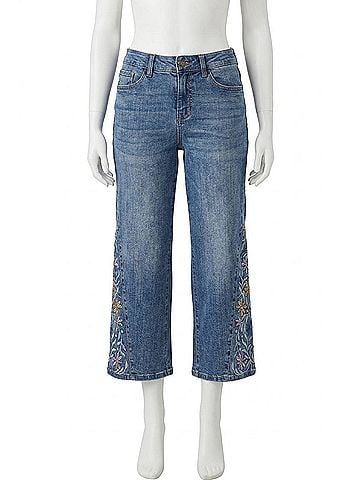Tribal Audrey Wide Crop W/ Insert Embroidered in Dark Vintage (view 1)