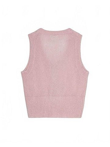 Ganni Light Mohair Tie String Vest in Pink (view 2)
