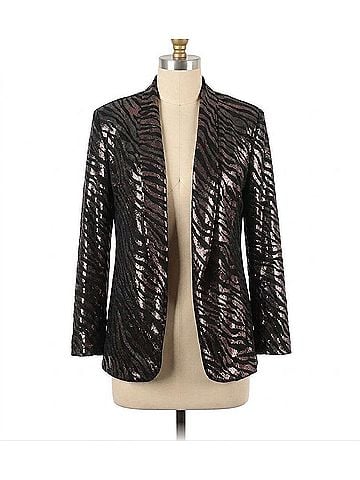 Frank Lyman Design Animal Print Knit Blazer in Black/Bronze (view 1)