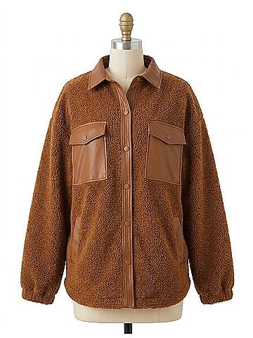 Entro Sherpa Leather Jacket in Brown (view 1)