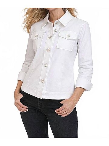 J'envie Charleston Denim-Style Jacket in White (view 2)
