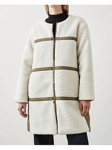Rails Granger Reversible Sherpa Jacket in Ivory Olive Mix (view 2)