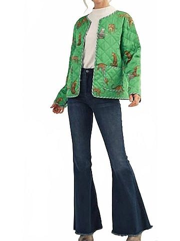 Jodifl Cheetah Chic Quilted Jacket in Green (view 2)