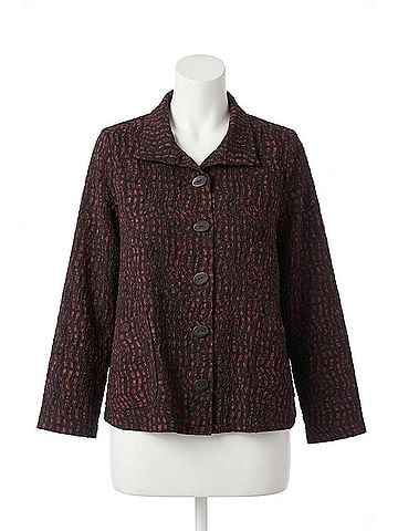 Habitat Crinkle Crepe Mosaic Easy Jacket in Wine (view 1)