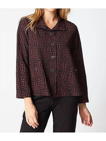 Habitat Crinkle Crepe Mosaic Easy Jacket in Wine (view 2)