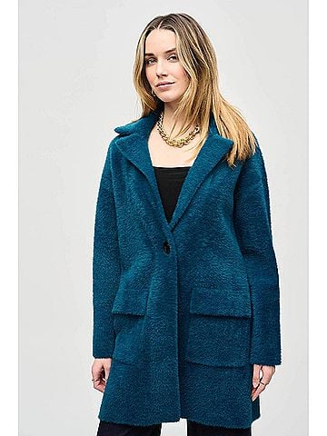Joseph Ribkoff Florry Feather Yarn Sweater Coat in Twilight (view 2)