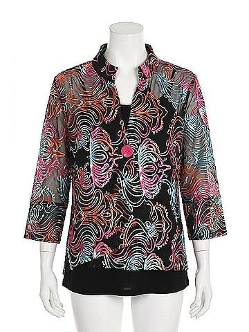 Frank Lyman Design Abstract Lightweight Mesh Jacket in Black/Multi (view 1)