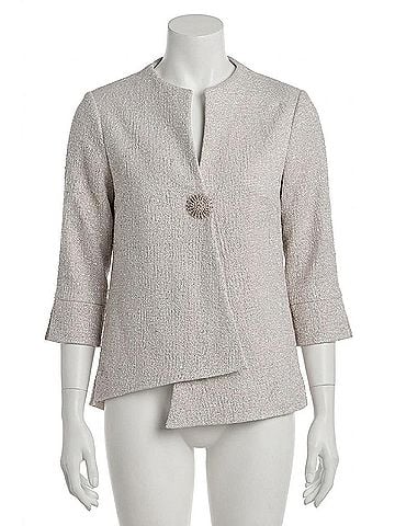 Frank Lyman Design Textured Shimmery Swing Jacket in Pink/Gold (view 1)