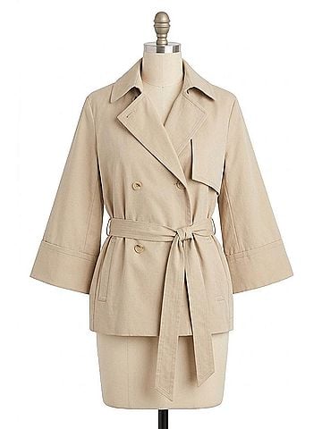 Lyssé Dakota Cotton Cropped Trench Coat in Crisp Khaki (view 1)