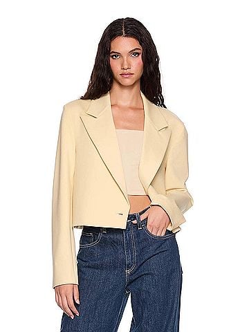 Susana Monaco Heavy Knit Boxy Jacket in Whipped Cream (view 2)