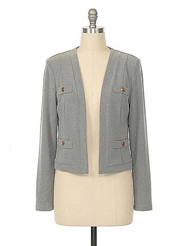 Joseph Ribkoff Open Front Long Sleeve Bolero Jacket in Grey Melange (view 1)