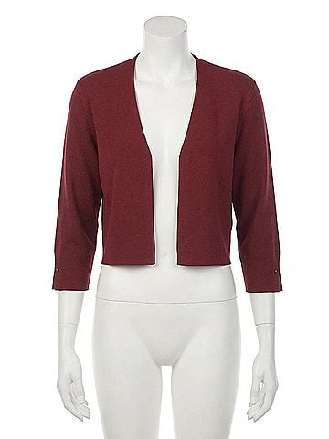 Joseph Ribkoff Pearl Accent 3/4 Sleeve Cropped Cover-Up in Merlot (view 1)