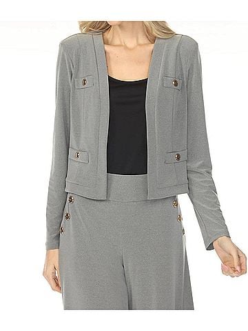 Joseph Ribkoff Open Front Long Sleeve Bolero Jacket in Grey Melange (view 2)
