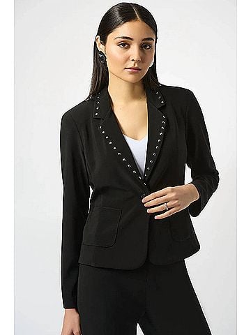Joseph Ribkoff Studded Fitted Blazer Jacket in Black (view 2)