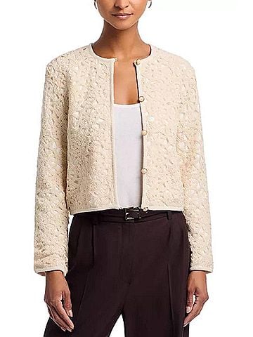 French Connection Geo Shell Textured Jacket in Ecru (view 2)
