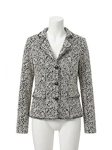 Joseph Ribkoff Abstract Jacquard Blazer Jacket in Off-White/Black (view 1)