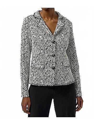 Joseph Ribkoff Abstract Jacquard Blazer Jacket in Off-White/Black (view 2)