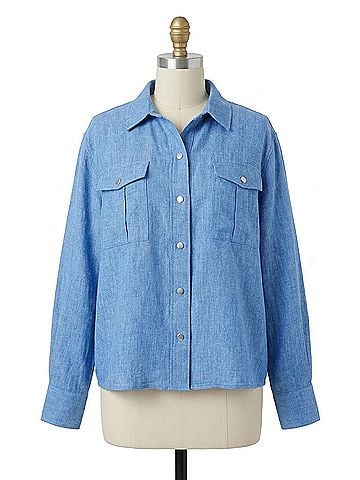 Nic + Zoe All-Around Shirt Jacket - Plus Size in Blue Mix (view 1)