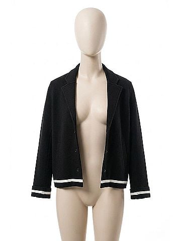 Minnie Rose Cotton Blend Shrunken Blazer - Plus Size in Black (view 1)