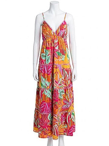 Karlie Tropical Blooms Halter Tier Maxi Dress in Multi (view 1)