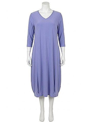 Sympli V-Neck Narrow Lantern Dress in Jacaranda (view 1)