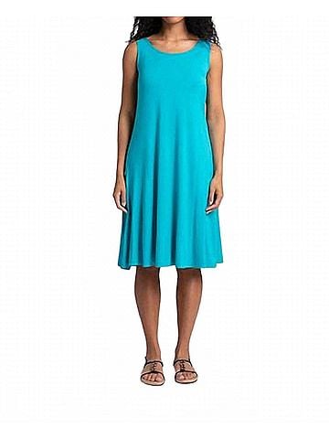 Sympli Bamboo Tank Dress Short in Turquoise (view 2)