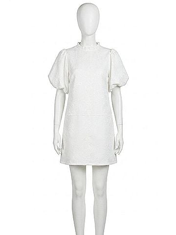 THML Flower Texture Dress in White (view 1)