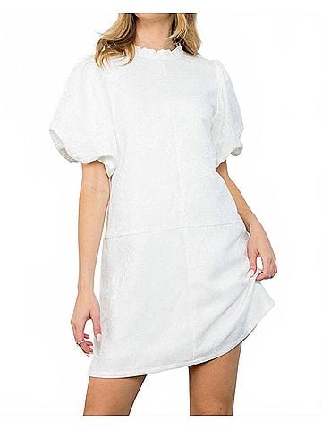 THML Flower Texture Dress in White (view 2)