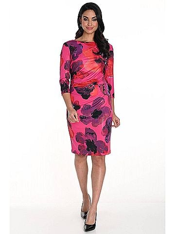 Frank Lyman Design Knee-Length Sheath Dress in Fuchsia/Purple (view 2)