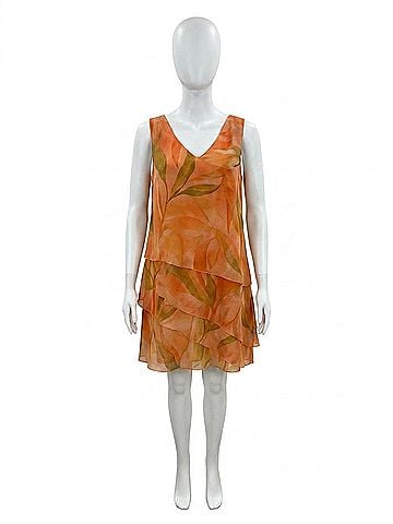 Frank Lyman Design Woven Dress in Orange/Green (view 1)