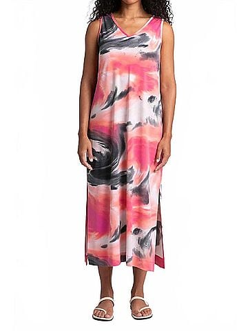 Sympli Reversible Slit Tank Dress in Marble (view 2)