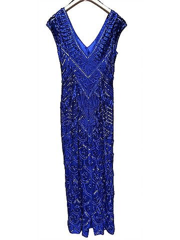 Sue Wong Women's Long Dress in Sapphire (view 2)