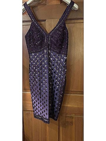 Sue Wong Women's Short Dress in Purple (view 2)